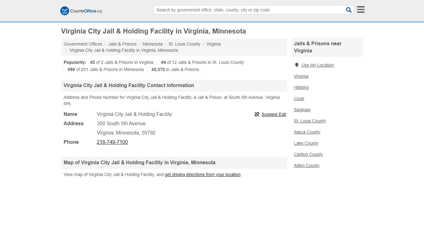 Virginia City Jail & Holding Facility - Virginia, MN ...